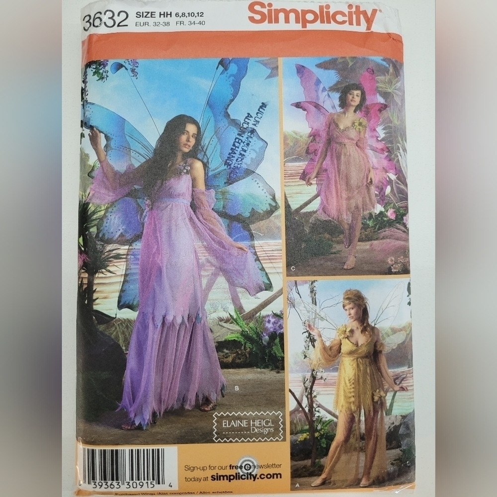🧵4/$20🧵 Simplicity 3632 Costume Fairy Sewing Pattern Uncut Size 6-12 DIY
